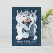 Vintage Velvet Christmas Blue Bow Coquette5 Photo シーズンカード (スタンド正面)