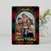 Vintage Velvet Christmas PHOTO Greeting Gold 箔シーズンカード (立ち正面)