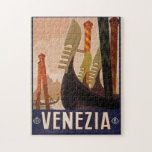 Vintage Venezia | Venice Italy Travel Poster ジグソーパズル<br><div class="desc">Create your own jigsaw puzzle with your photo.</div>