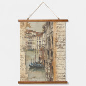 Vintage Venice Canal with Handwritten Script 吊り下げ型タペストリー (正面)