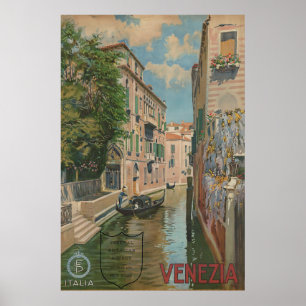 Vintage Venice Italy Canal Gondola ポスター