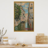 Vintage Venice Italy Canal Gondola Poster ポスター (キッチン)