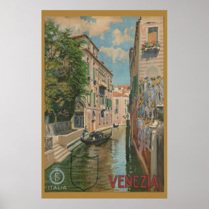 Vintage Venice Italy Canal Gondola Poster ポスター