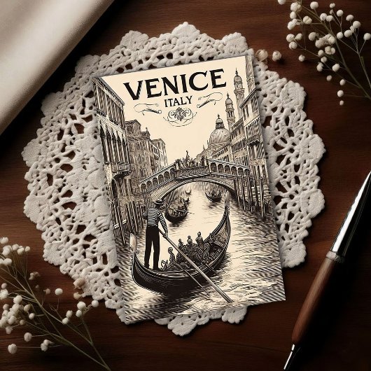 Vintage Venice Italy Gondola Travel ポストカード