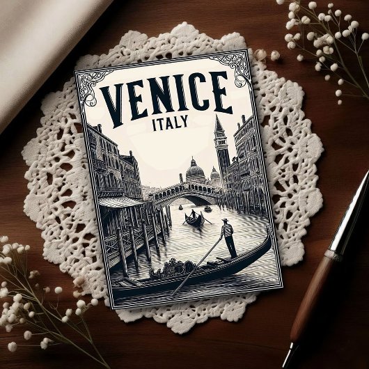 Vintage Venice Italy Gondola Travel ポストカード