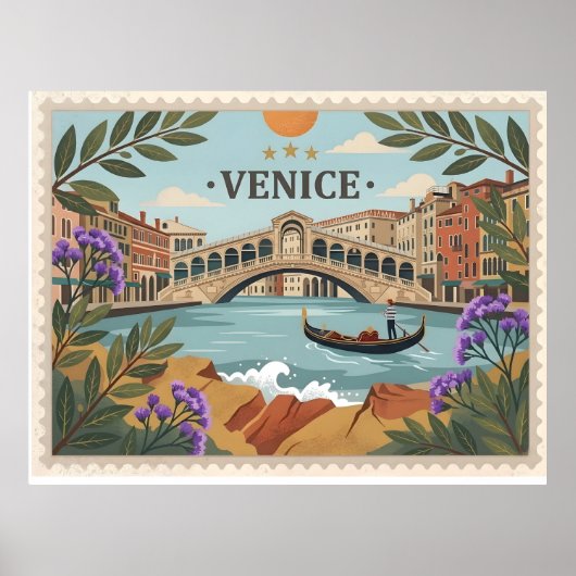 Vintage Venice Italy Postcard ポスター (正面)