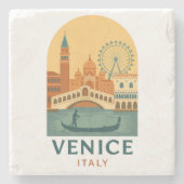 Vintage Venice Italy Stone Coaster – Retro Gondola ストーンコースター (正面)