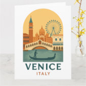 Vintage Venice Postcard – Retro Italy Travel Art  カード (黄色い花)