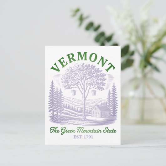 Vintage Vermont Maple Sugar Shack ポストカード (スタンド正面)