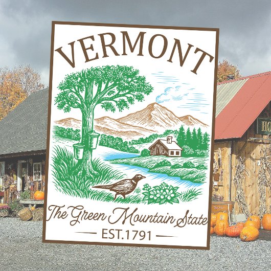 Vintage Vermont USA America Travel Art Keepsake ポストカード