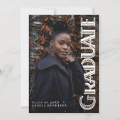 Vintage Vertical Art Deco Photo Graduation Party 招待状 (正面)