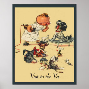 Vintage Veterinarian Visit to the Vet Pet ポスター