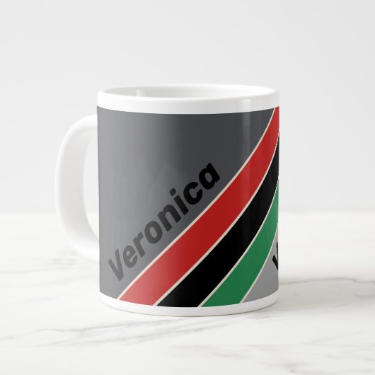 Vintage VHS Stripes with Name ジャンボコーヒーマグカップ (正面左)