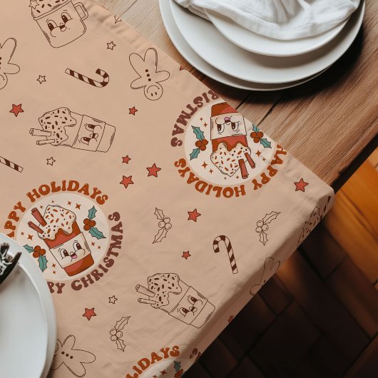 Vintage Vibe Runner Retro Pastel Holiday Accent ロングテーブルランナー