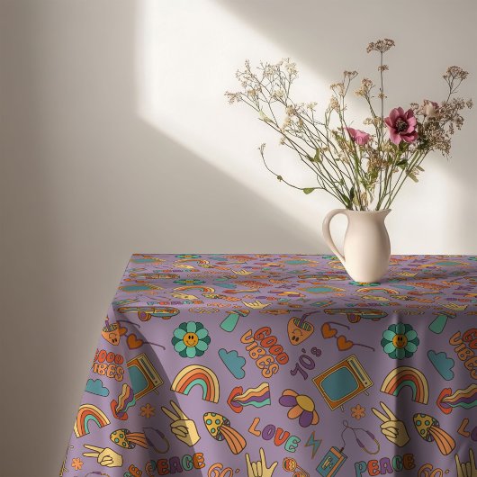 Vintage Vibes Tablecloth 70s Pastel Dining Art テーブルクロス
