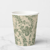 Vintage Vibrant Green Floral Pattern 紙コップ (裏面)