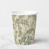 Vintage Vibrant Green Floral Pattern 紙コップ (左)