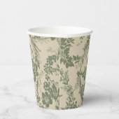 Vintage Vibrant Green Floral Pattern 紙コップ (右)