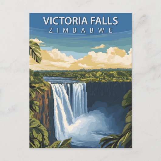 Vintage Victoria Falls Zimbabwe African Waterfall ポストカード (正面)
