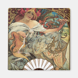 Vintage Victorian Art Nouveau by Alphonse Mucha マグネット