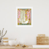 Vintage Victorian Bathtub Brass Fixtures Pink  ポスター (キッチン)