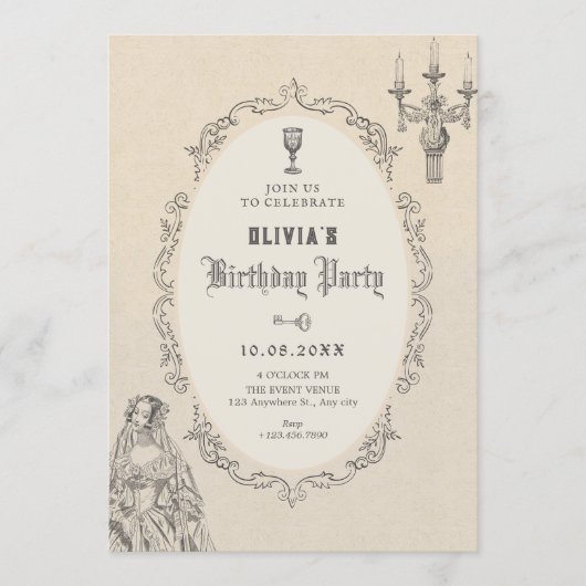 Vintage victorian birthday 招待状 (正面)