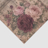 Vintage Victorian Blush Burgundy Roses Birdcages 薄葉紙 (詳細)