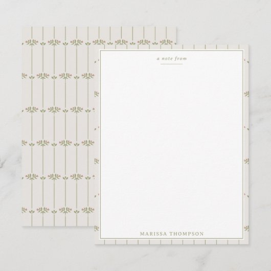 Vintage Victorian Botanical LinesTraditional ノートカード (正面/裏面)