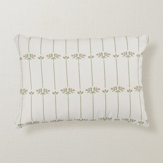 Vintage Victorian Botanical Traditional Stripes アクセントクッション (正面)