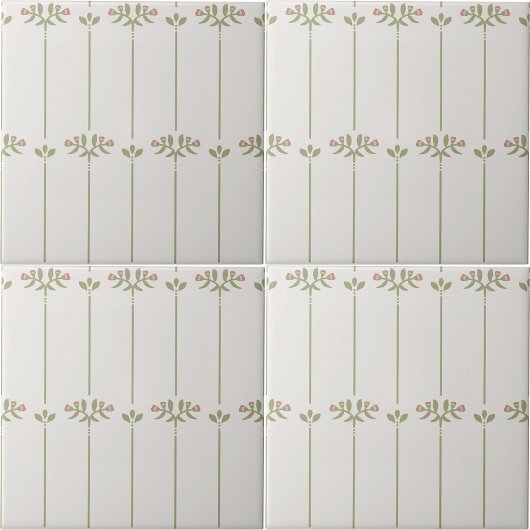 Vintage Victorian Botanical Traditional Stripes タイル