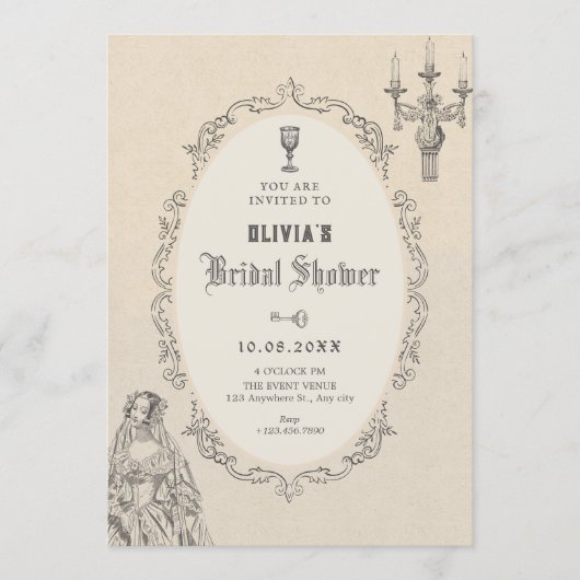 Vintage victorian bridal shower 招待状 (正面)