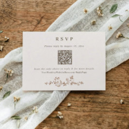 Vintage Victorian Brown & Cream Wedding QR Code 出欠カード