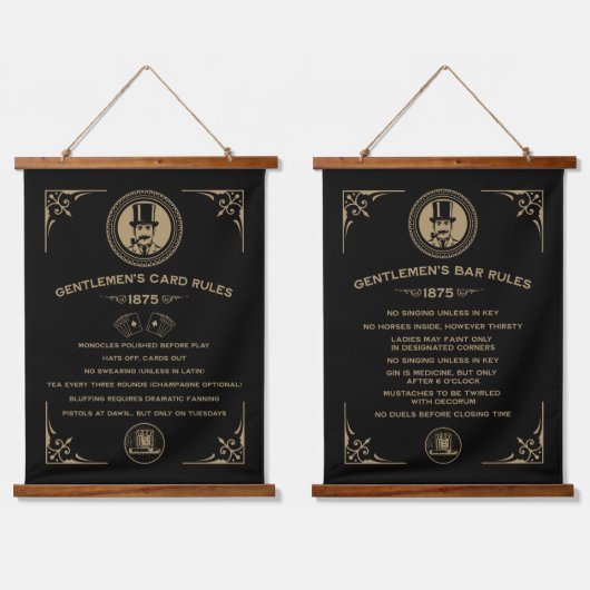 Vintage Victorian Card Game Rules 吊り下げ型タペストリー (ダブル)