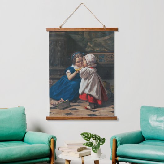 Vintage Victorian Children Music Art Lesson 吊り下げ型タペストリー (リビング)