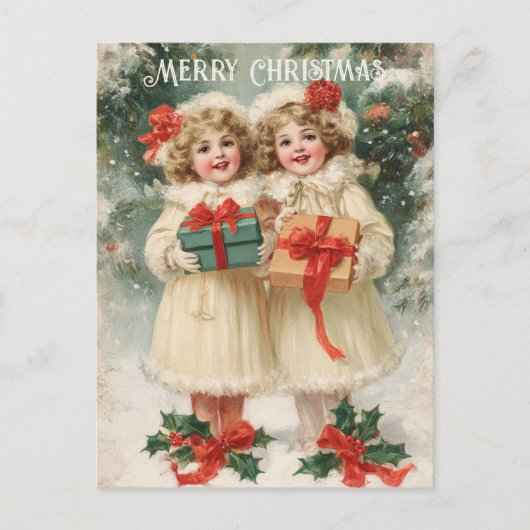 Vintage Victorian Christmas Postcard ポストカード (正面)