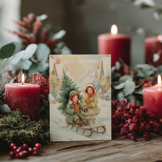 Vintage Victorian Christmas Postcard ポストカード