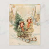 Vintage Victorian Christmas Postcard ポストカード (正面)
