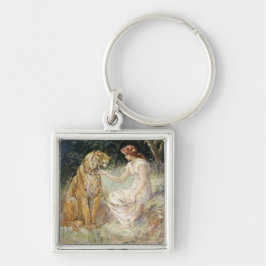 Vintage Victorian Coquette Lady and Tiger キーホルダー