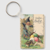 Vintage Victorian Easter Greetings with Gnome キーホルダー (正面)