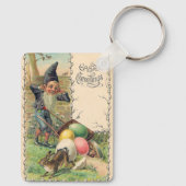 Vintage Victorian Easter Greetings with Gnome キーホルダー (裏面)