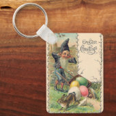 Vintage Victorian Easter Greetings with Gnome キーホルダー (正面)