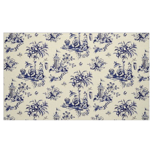 Vintage Victorian Era French Chinoiserie Pattern ファブリック (ファットクウォーター)