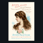 Vintage Victorian Era Hair Care Ad ポスター<br><div class="desc">This digitally enhanced print derived from an antique Victorian era lithograph advertisement for a hair care product will make an interesting and historic accent to the bathroom. You can customize the background color.</div>