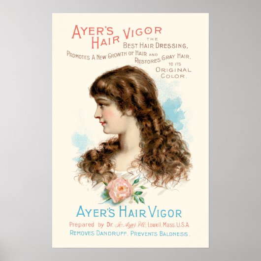 Vintage Victorian Era Hair Care Ad ポスター (正面)
