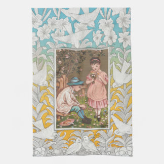 Vintage VIctorian Era Valentine's Day Card, 1876 キッチンタオル