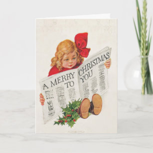 Vintage Victorian Girl Christmas Greeting Card シーズンカード