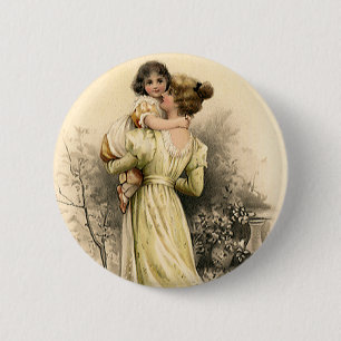 Vintage Victorian Mother Child Toddler Girl 缶バッジ