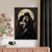 Vintage Victorian Romantic Moonlit Art ポスター