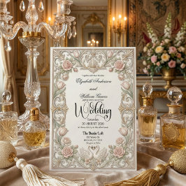 Vintage Victorian Swans Heart Garden Fairytale 招待状