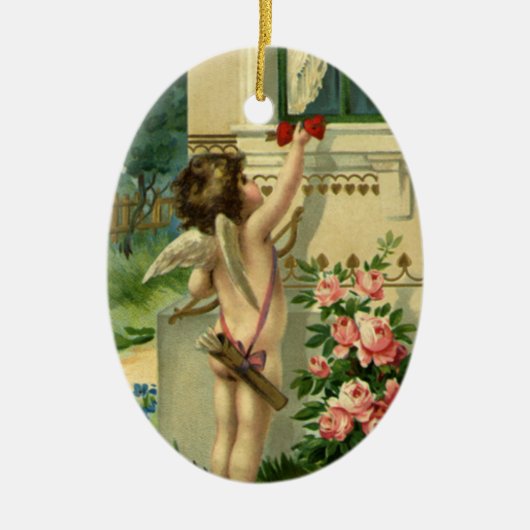 Vintage Victorian Valentine's Day, Angel Hearts セラミックオーナメント (正面)